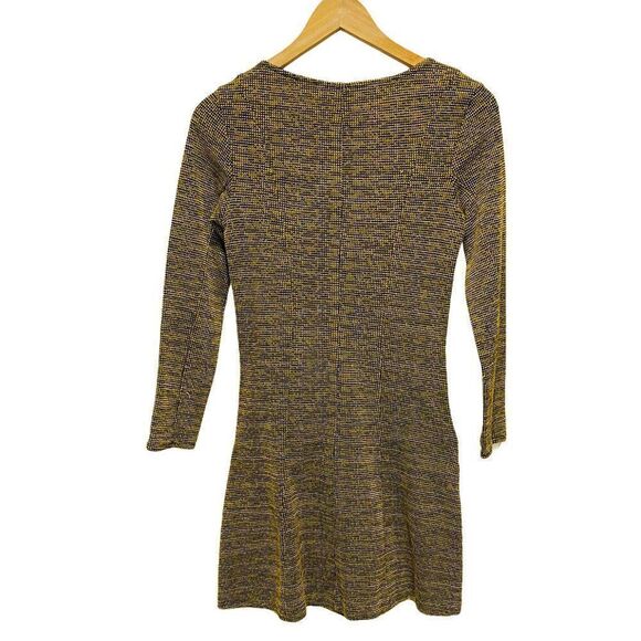 H&m Textured Knit Yellow & Black Skater Dress - Picture 5 of 5